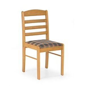 HALMAR Jídelní židle: BRUNO HALMAR - poťahový materiál: Nábytková látka - karo modra, HALMAR - drevo: jelša zlatá