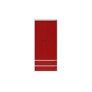 BRW Šatní skříň: KARET - SZF2D2S_A Farba: biela/červená