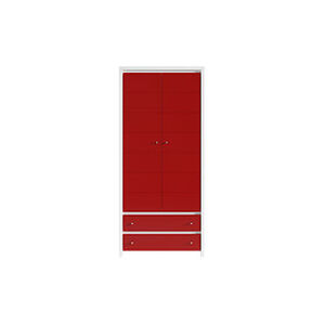 Black Red White Šatní skříň: KARET - SZF2D2S_B Farba: biela/červená