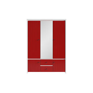 BRW Šatní skříň: KARET- SZF5D2S_A Farba: biela/červená