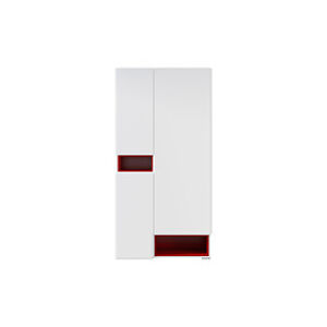 BRW Šatní skříň: Poss AIR - SZF3D / 20 / 10_P Farba: biela/biely lesk/červená