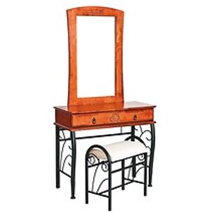 Toaletní stolek: SIGNAL 1102 + taburetka SIGNAL - spálňový nábytok: kov - čierny/dr. čerešňa antická