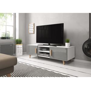 WIP TV stolek SWEDEN 2 Barva: Bílá / šedý lesk