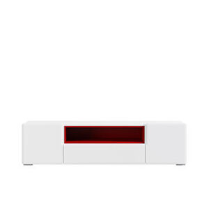 BRW TV stolek: Poss AIR - RTV2D1S / 4/16 Farba: biela/biely lesk/červená