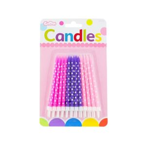 Narozeninové svíčky růžovo-fialové s puntíky 24 ks - GoDan