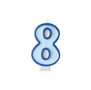 Narozeninová svíčka 8, modrá, 7 cm - PartyDeco