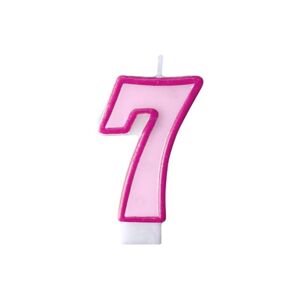 Narozeninová svíčka 7, růžová, 7 cm - PartyDeco