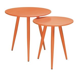 King Home Zestaw stolików LEO pomarańczowy - MDF, metal