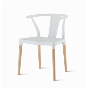 King Home Krzesło Wishbone białe - polipropylen, drewno
