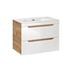 ArtCom Koupelnová skříňka ARUBA White 820 | Dub craft zlatý/bílý lesk | smontovaná | výprodej