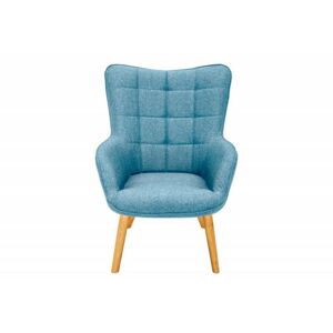 Invicta Interior INVICTA fotel SCANDINAVIA niebieski - tkanina, drewno