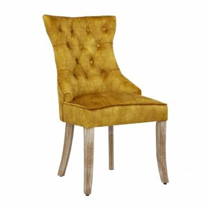 Invicta Interior INVICTA krzesło CASTLE żółte - aksamit, drewno, metal