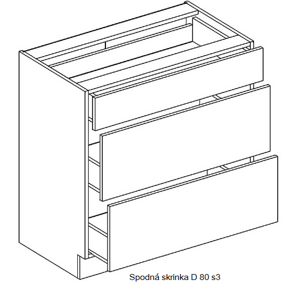 Artstolk Kuchyňská linka NINA Typ: Spodní skříňka NINA D 80 s3 (800x820x524 mm)