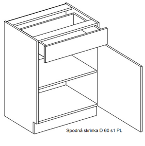 Artstolk Kuchyňská linka NINA Typ: Spodní skříňka NINA D 60 s1 PL (600x820x524 mm)