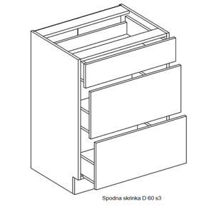Artstolk Kuchyňská linka NINA Typ: Spodní skříňka NINA D 60 s3 (600x820x524 mm)