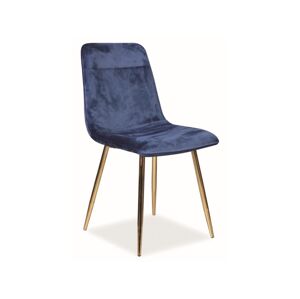 Signal Jídelní židle Eros Velvet | zlaté nohy Barva: Modrá