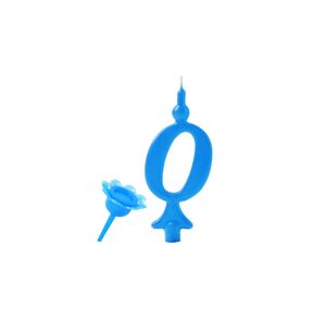 Narozeninová svíčka se zapichovacím stojánkem - Číslice modrá 0 - Modecor
