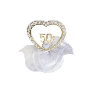 Zlatá svatba - číslo 50 v srdci - svatební figurky na dort - Modecor