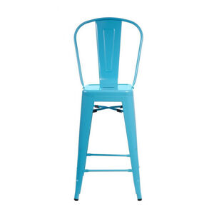 ArtD Barová židle Paris Back inspirovaná Tolix modrá