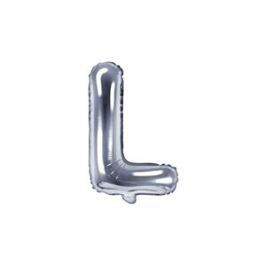 Balón foliový písmeno "L", 35 cm, stříbrný (NELZE PLNIT HELIEM) - PartyDeco