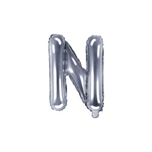 Balón foliový písmeno "N", 35 cm, stříbrný (NELZE PLNIT HELIEM) - PartyDeco