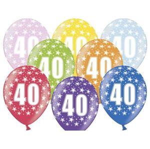 Silné Balónky 30 cm metalické mix - Birthday No.40 - PartyDeco