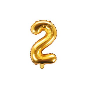 Balón foliový číslice zlatá 35 cm - 2 (NELZE PLNIT HELIEM) - PartyDeco