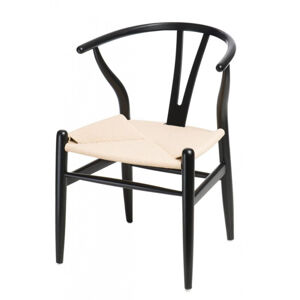 ArtD Jídelní židle Wicker Color inspirovaná Wishbone Farba: Čierna - prírodná