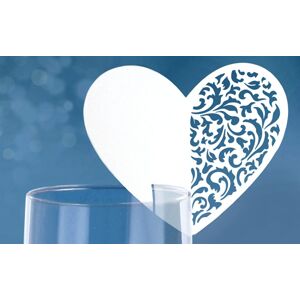 Svatební vizitky na sklenice ve tvaru srdce 9,2 x 7,8 cm - 10 ks - PartyDeco