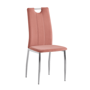 Tempo Kondela Jídelní židle, růžová Velvet látka / chrom, OLIVA NEW