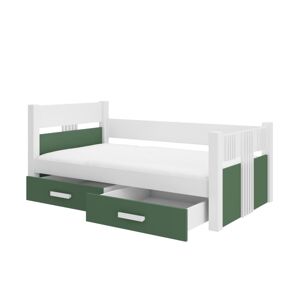 ArtAdrk Jednolůžková postel BIBI | 90 x 200 cm Barva: bílá / zelená