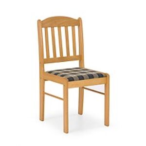 BRW Jídelní židle: DANIEL HALMAR - poťahový materiál: Nábytková látka - karo modra, HALMAR - drevo: jelša zlatá
