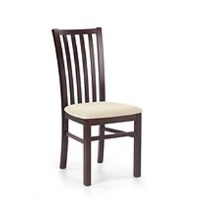 Jídelní židle: HALMAR GERARD 7 HALMAR - poťahový materiál: Nábytková látka - torent beige, HALMAR - drevo: orech tmavý