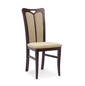 Jídelní židle: HALMAR HUBERT 2 HALMAR - poťahový materiál: Nábytková látka - torent beige, HALMAR - drevo: orech tmavý