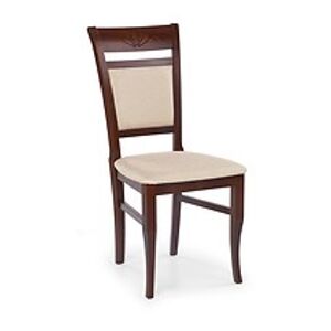 Jídelní židle: HALMAR JAKUB HALMAR - poťahový materiál: Nábytková látka - torent beige, HALMAR - drevo: orech tmavý