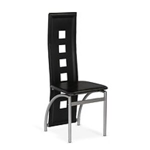 Jídelní židle: HALMAR K-4M HALMAR - poťahový materiál: PVC - tmavohnedá, HALMAR - sklo/kov: siva