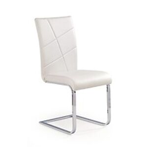 Jídelní židle: HALMAR K108 HALMAR - poťahový materiál: eco koža - biela, HALMAR - sklo/kov: chróm