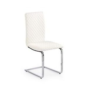 Jídelní židle: HALMAR K131 HALMAR - poťahový materiál: eco koža - biela, HALMAR - sklo/kov: chróm