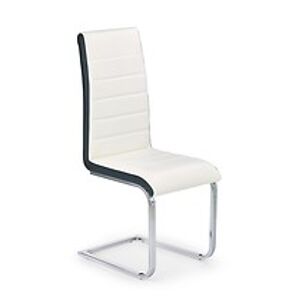 Jídelní židle: HALMAR K132 HALMAR - poťahový materiál: eco koža - bielo čierna, HALMAR - sklo/kov: chróm