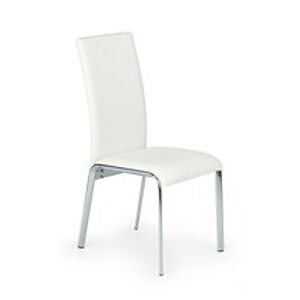 Jídelní židle: HALMAR K135 HALMAR - poťahový materiál: eco koža - biela, HALMAR - sklo/kov: chróm