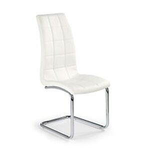 Jídelní židle: HALMAR K147 HALMAR - poťahový materiál: eco koža - biela, HALMAR - sklo/kov: chróm
