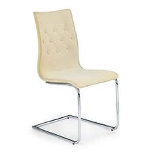 Jídelní židle: HALMAR K149 HALMAR - poťahový materiál: eco koža - béžova, HALMAR - sklo/kov: chróm