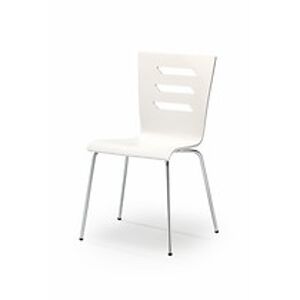 Jídelní židle: HALMAR K155 HALMAR - drevo: biela, HALMAR - sklo/kov: chróm