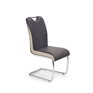 Jídelní židle: HALMAR K184 HALMAR - poťahový materiál: eco koža - tmavohnedá/ champagne