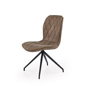 Jídelní židle: HALMAR K237 HALMAR - poťahový materiál: eco koža - béžova, HALMAR - sklo/kov: kov čierny