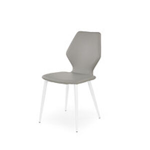 Jídelní židle: HALMAR K249 HALMAR - poťahový materiál: eco koža - sivá, HALMAR - sklo/kov: kov biely
