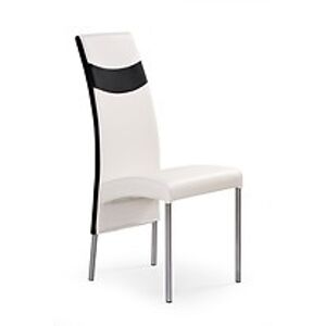Jídelní židle: HALMAR K51 HALMAR - poťahový materiál: eco koža - bielo čierna, HALMAR - sklo/kov: alumínium