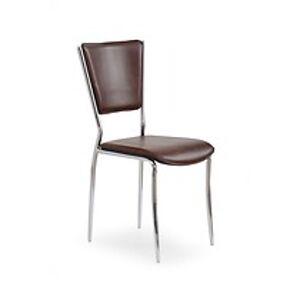 Jídelní židle: HALMAR K72C HALMAR - poťahový materiál: PVC - tmavohnedá, HALMAR - sklo/kov: chróm