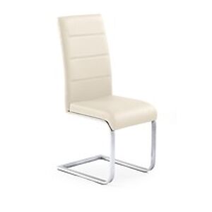 Jídelní židle: HALMAR K85 HALMAR - poťahový materiál: eco koža - krémová, HALMAR - sklo/kov: chróm