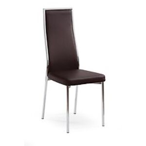 Jídelní židle: HALMAR K86 HALMAR - poťahový materiál: eco koža - tmavo-hneda, HALMAR - sklo/kov: chróm